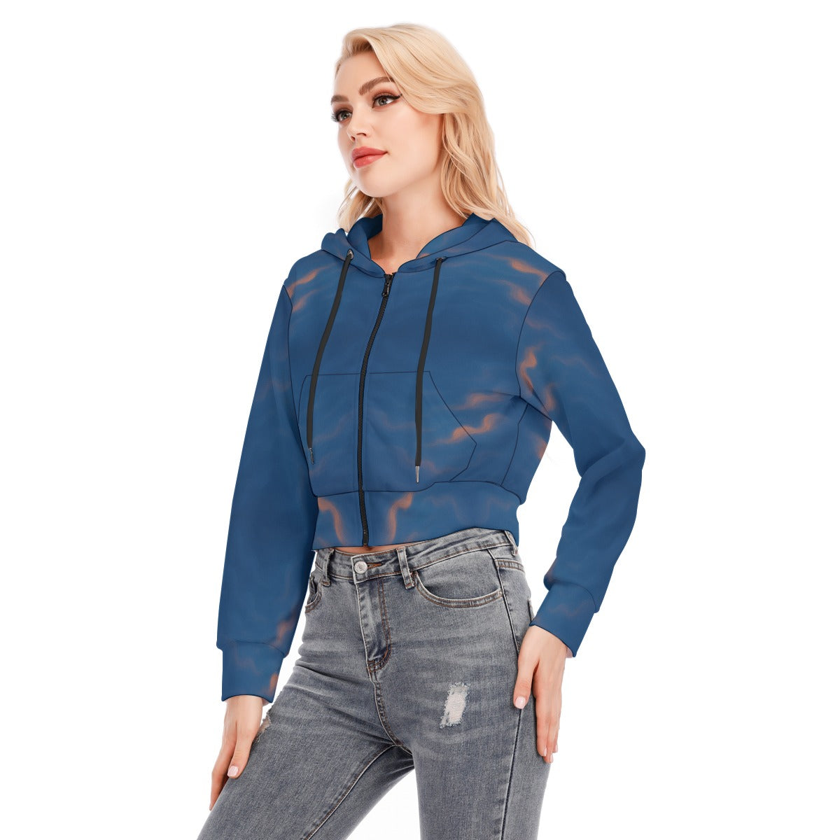Women's Crop Top Hoodie With Zipper Closure