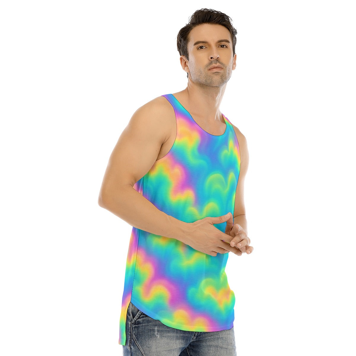 Men's Curved Hem Long Tank Top