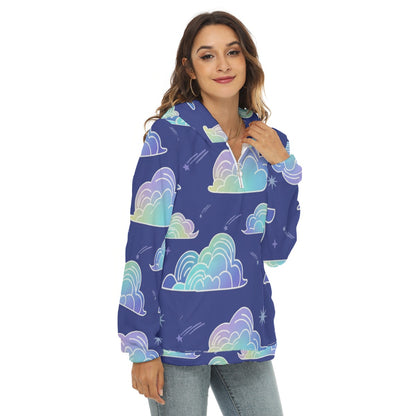 Women's Borg Fleece Hoodie With Half Zip