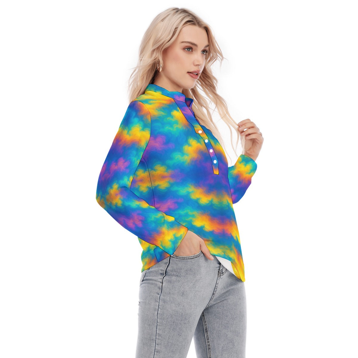 Women's Long Sleeve Blouse With Button Closure