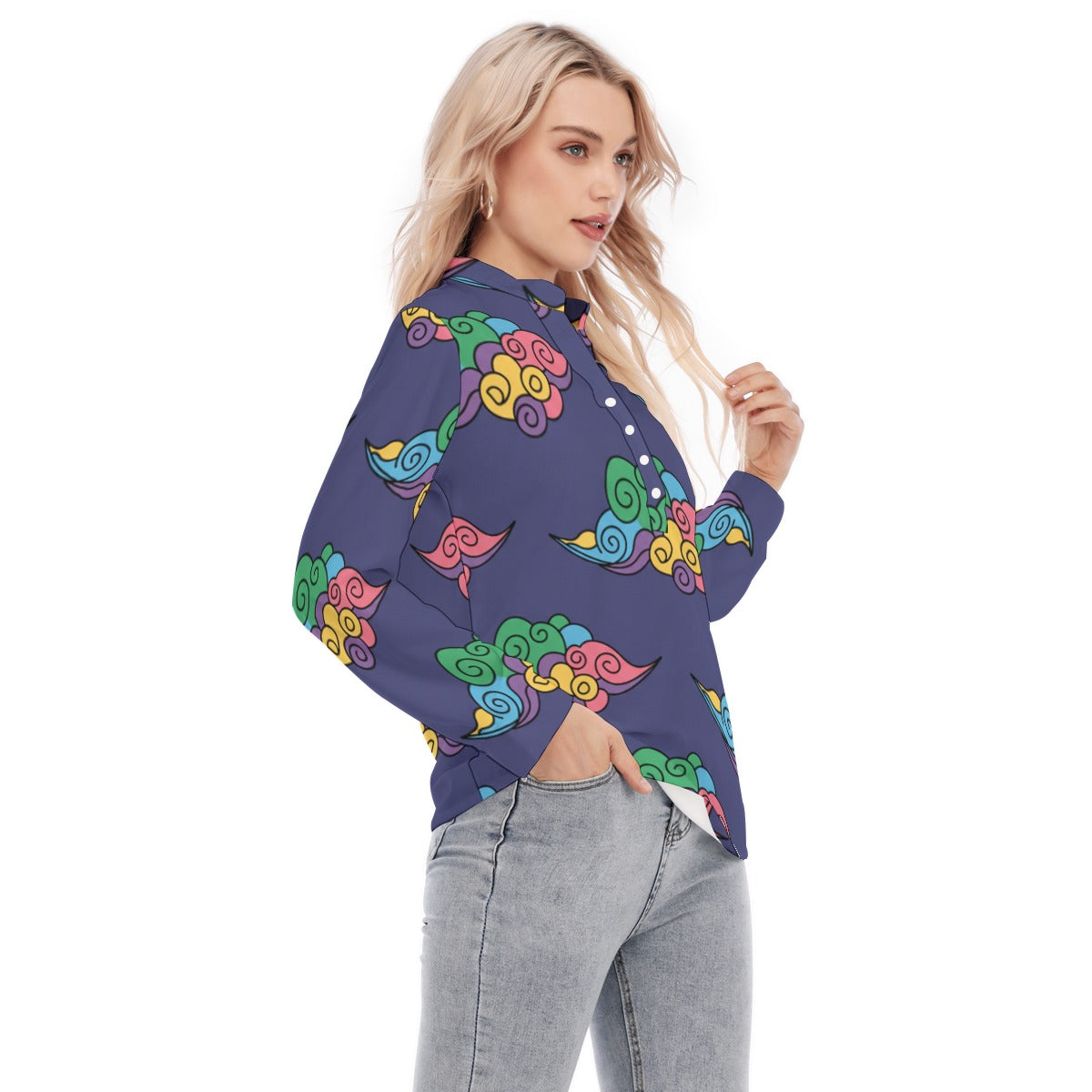 Women's Long Sleeve Blouse With Button Closure