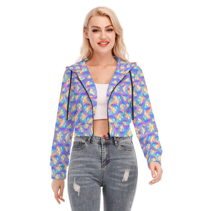 Women's Crop Top Hoodie With Zipper Closure