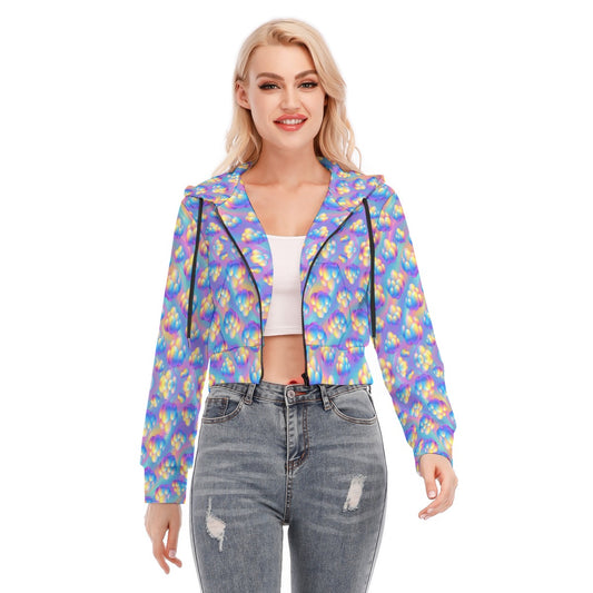 Women's Crop Top Hoodie With Zipper Closure
