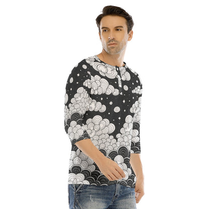 Men's Bracelet Sleeve T-shirt With Button Closure - view 2