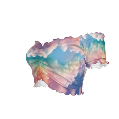 Women's One-shoulder Off-the-navel Short Sleeve T-shirt