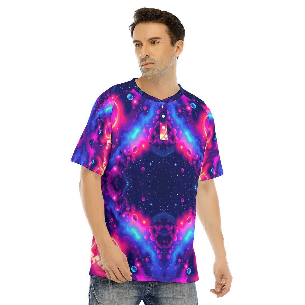 Men's Raglan Sleeve T-shirt With Button Closure