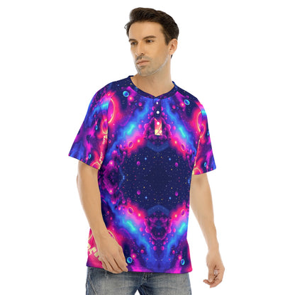 Men's Raglan Sleeve T-shirt With Button Closure