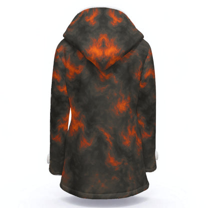 Women's Hooded Double-Breasted Winter Coat With Fleece