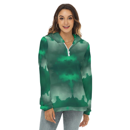 Women's Borg Fleece Hoodie With Half Zip