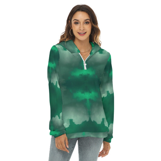 Women's Borg Fleece Hoodie With Half Zip