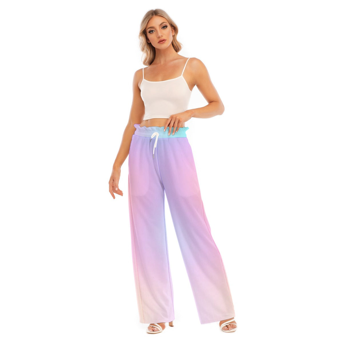 Women's Waist Fungus Edge Wide-leg Pants