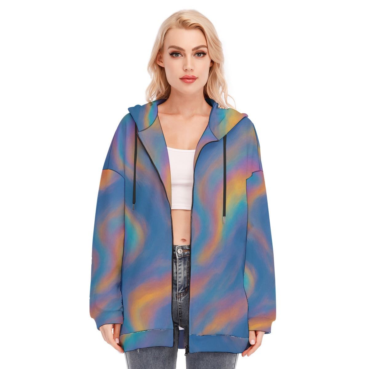 Women's Long Hoodie With Zipper Closure