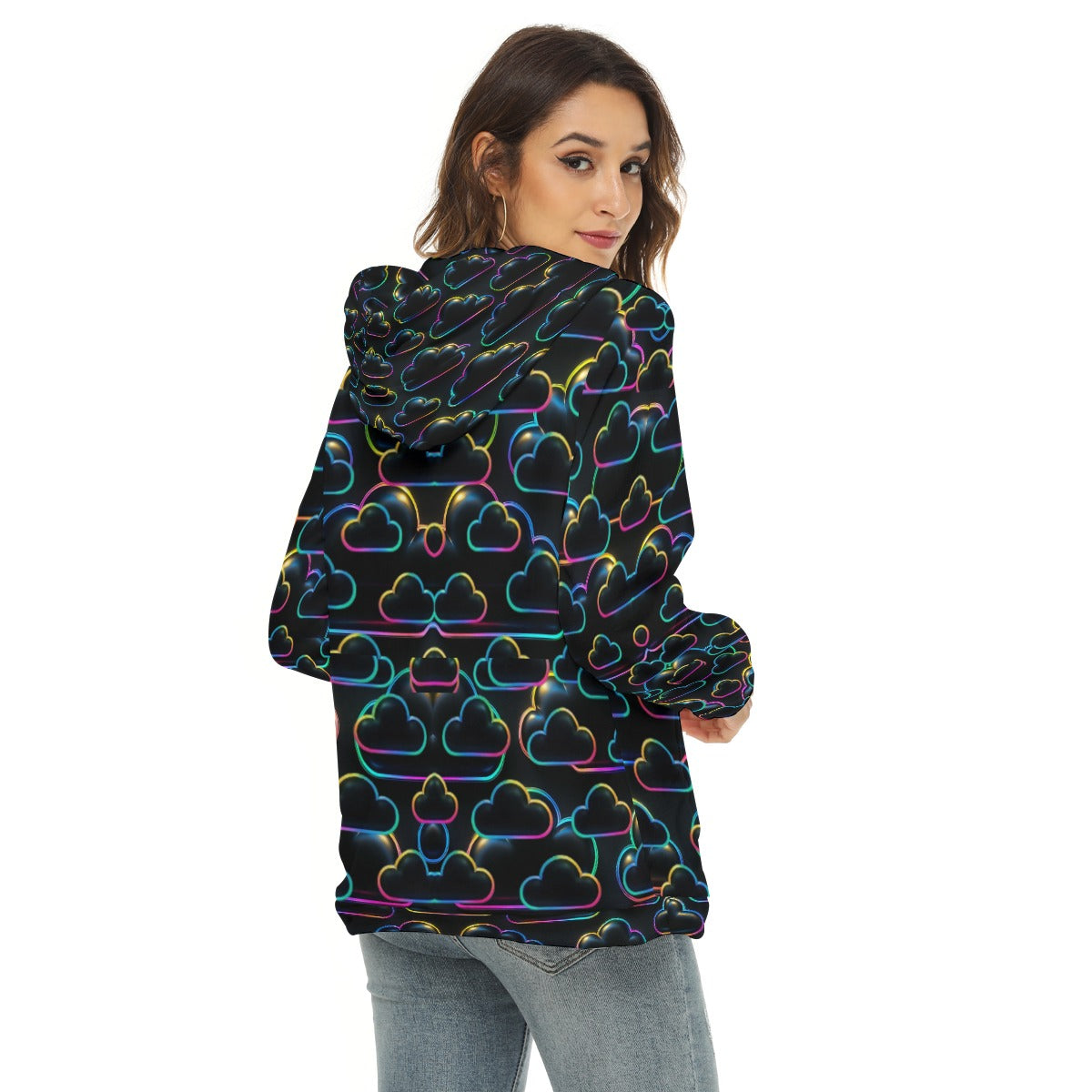 Women's Borg Fleece Hoodie With Half Zip