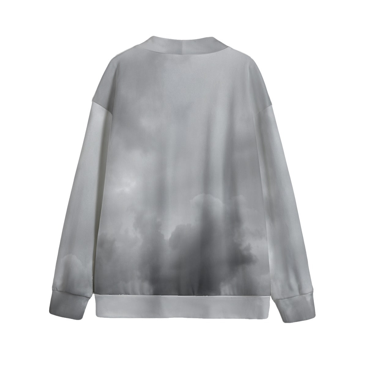 Unisex V-neck Knitted Fleece Cardigan With Button Closure