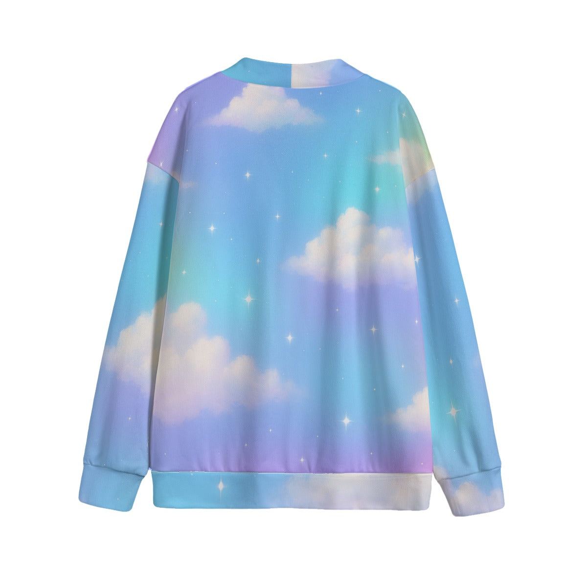 Unisex V-neck Knitted Fleece Cardigan With Button Closure