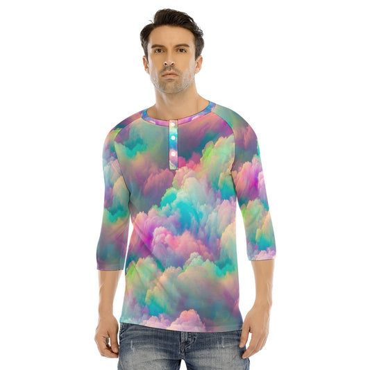 Men's Bracelet Sleeve T-shirt With Button Closure - view 1