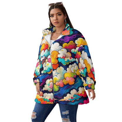Unisex Borg Fleece Stand-up Collar Coat With Zipper Closure(Plus Size)