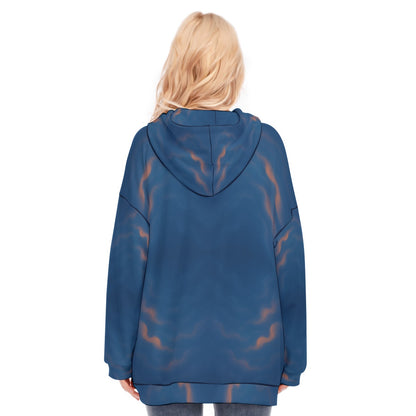Women's Long Hoodie With Zipper Closure