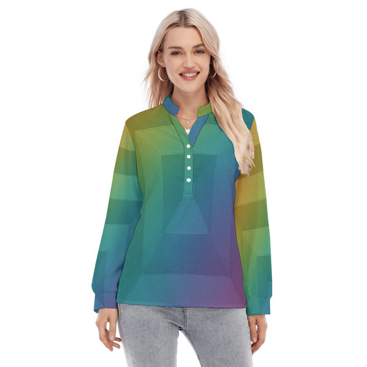 Women's Long Sleeve Blouse With Button Closure