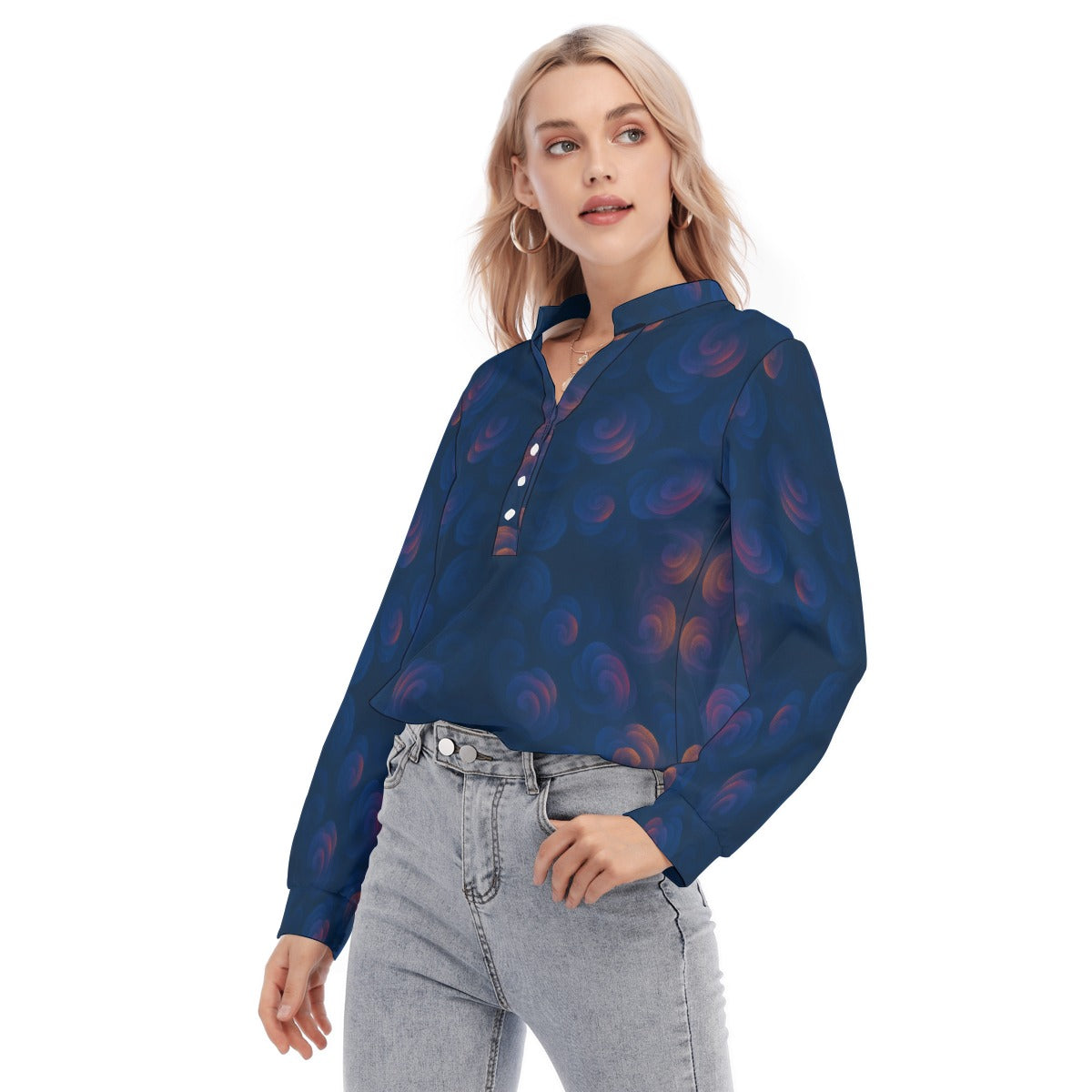Women's Long Sleeve Blouse With Button Closure