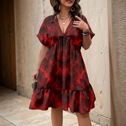 Women’s Floral V-Neck Short Sleeve Dress