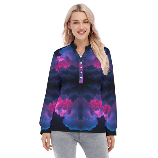 Women's Long Sleeve Blouse With Button Closure