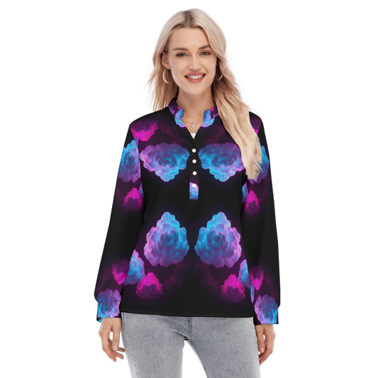 Women's Long Sleeve Blouse With Button Closure