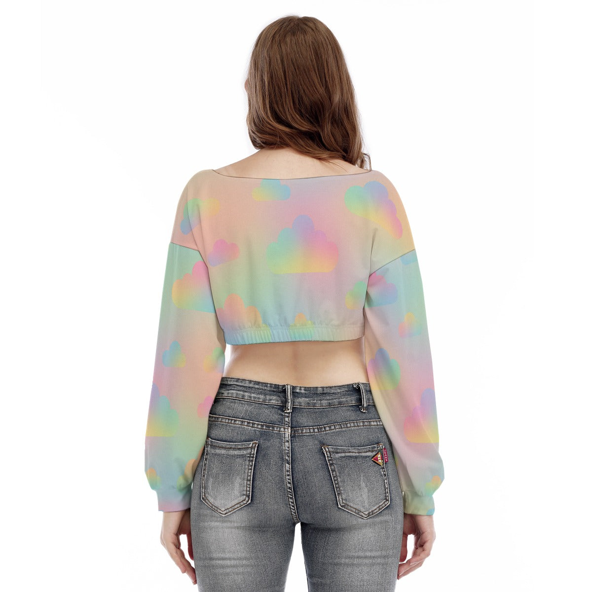 Women's V-neck Long Sleeve Cropped Sweatshirt