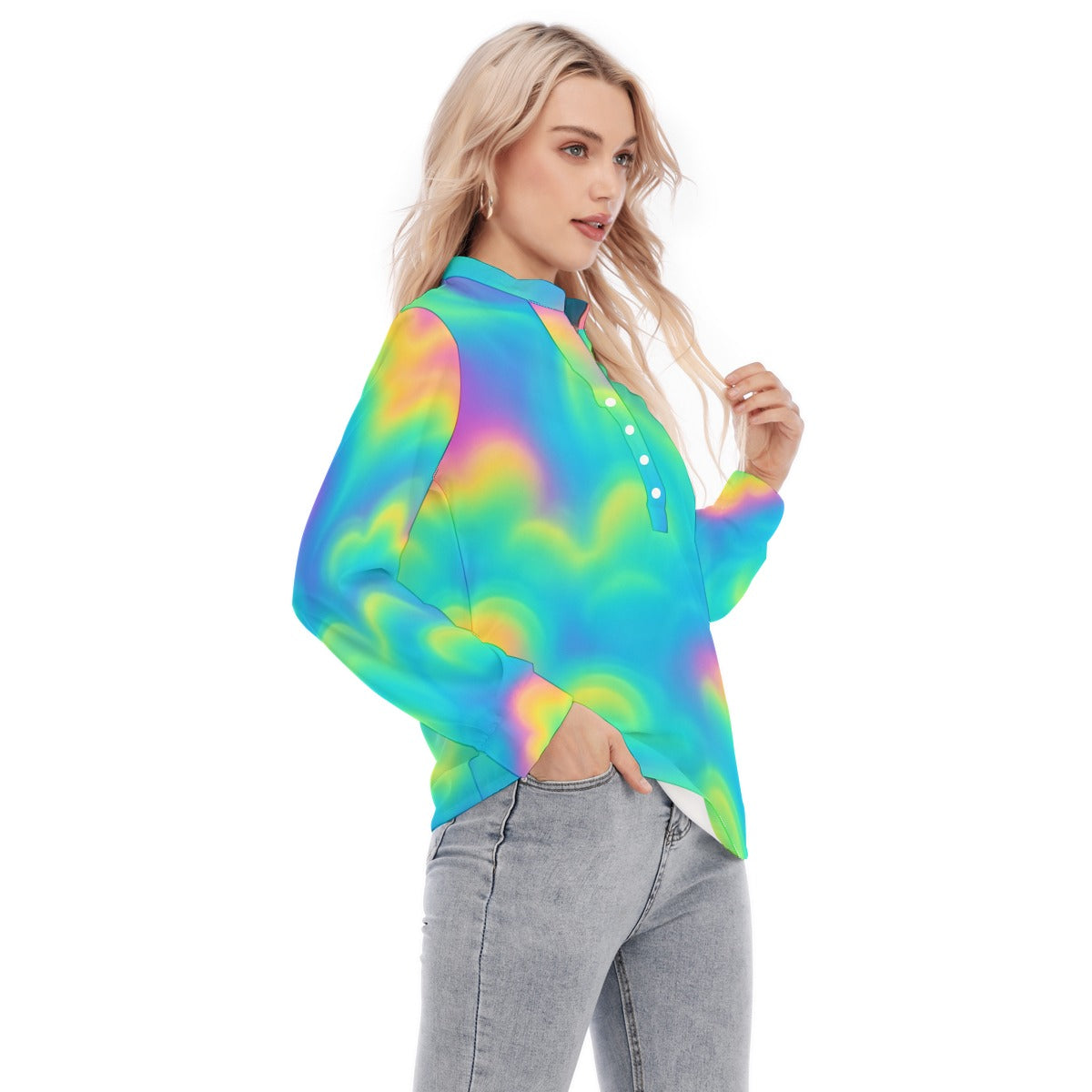 Women's Long Sleeve Blouse With Button Closure