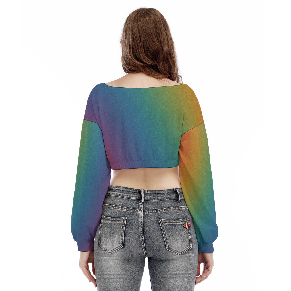 Women's V-neck Long Sleeve Cropped Sweatshirt