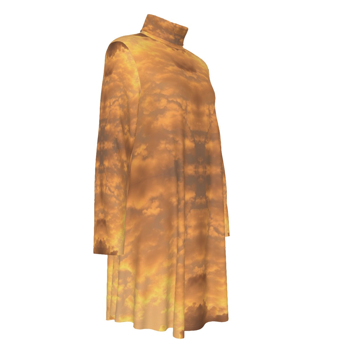 Women's High Neck Dress With Long Sleeve