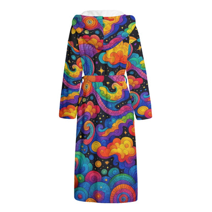 Unisex Flannel Hooded bathrobe