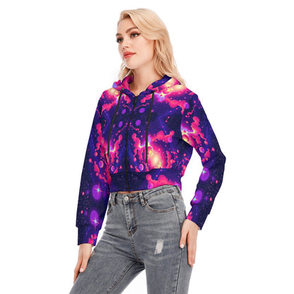 Women's Crop Top Hoodie With Zipper Closure