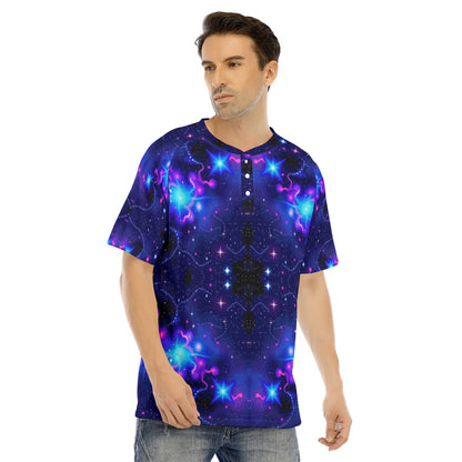 Men's Raglan Sleeve T-shirt With Button Closure