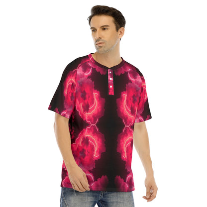 Men's Raglan Sleeve T-shirt With Button Closure