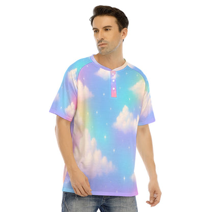 Men's Raglan Sleeve T-shirt With Button Closure