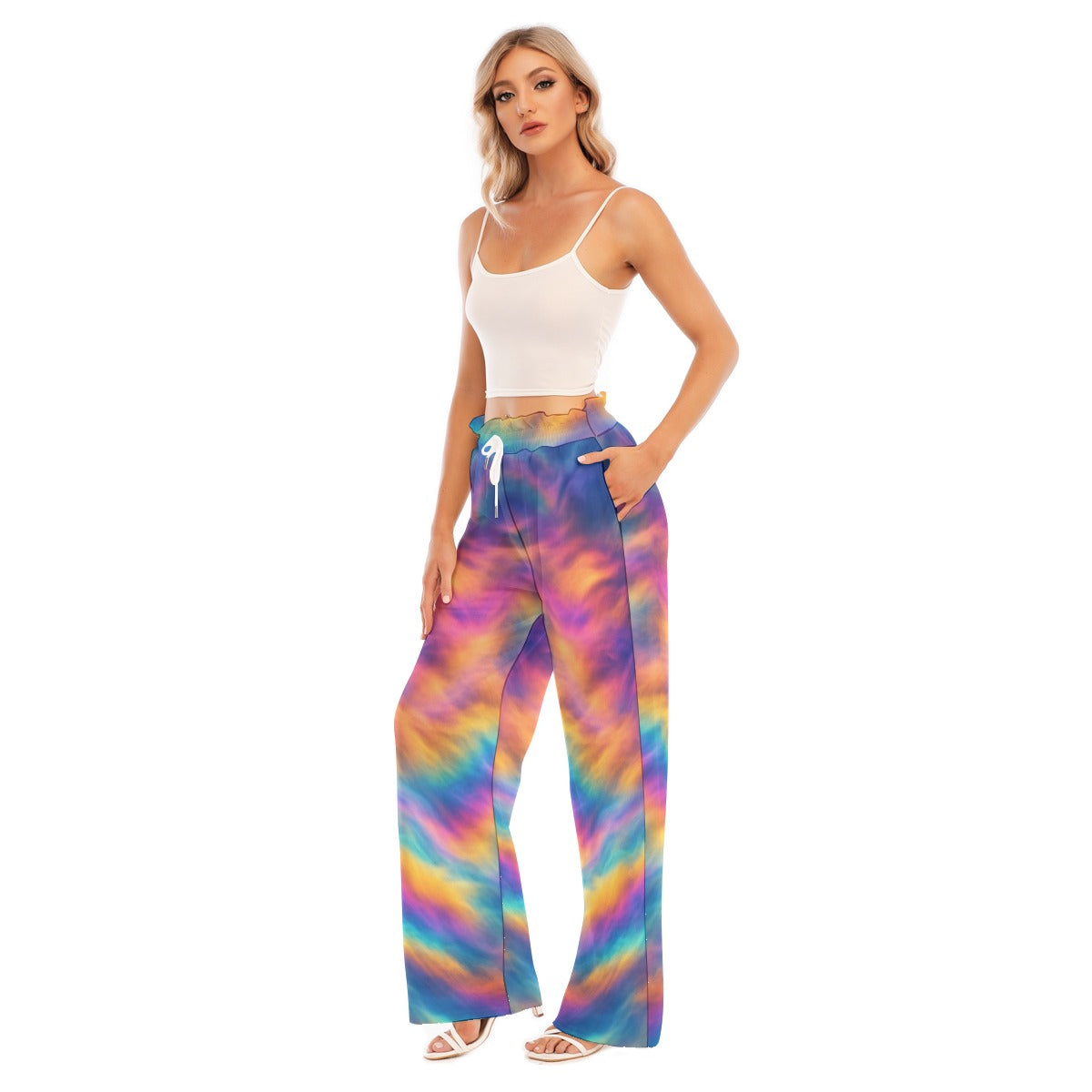 Women's Waist Fungus Edge Wide-leg Pants