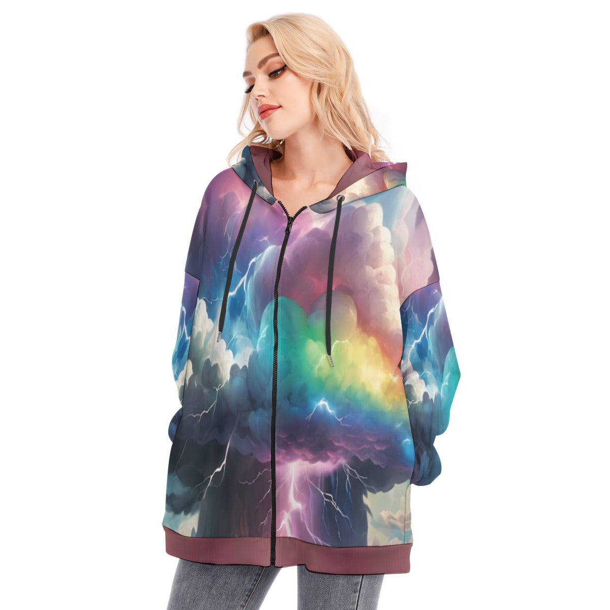 Women's Long Hoodie With Zipper Closure