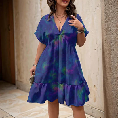Unisex Women’s Floral V-Neck Short Sleeve Dress