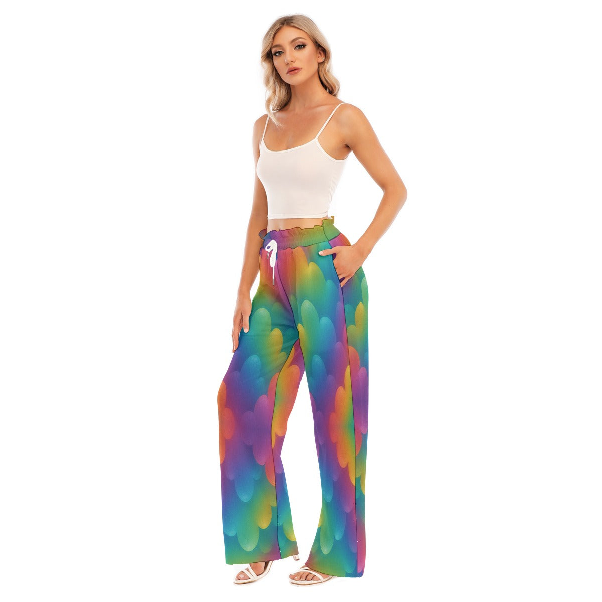 Women's Waist Fungus Edge Wide-leg Pants