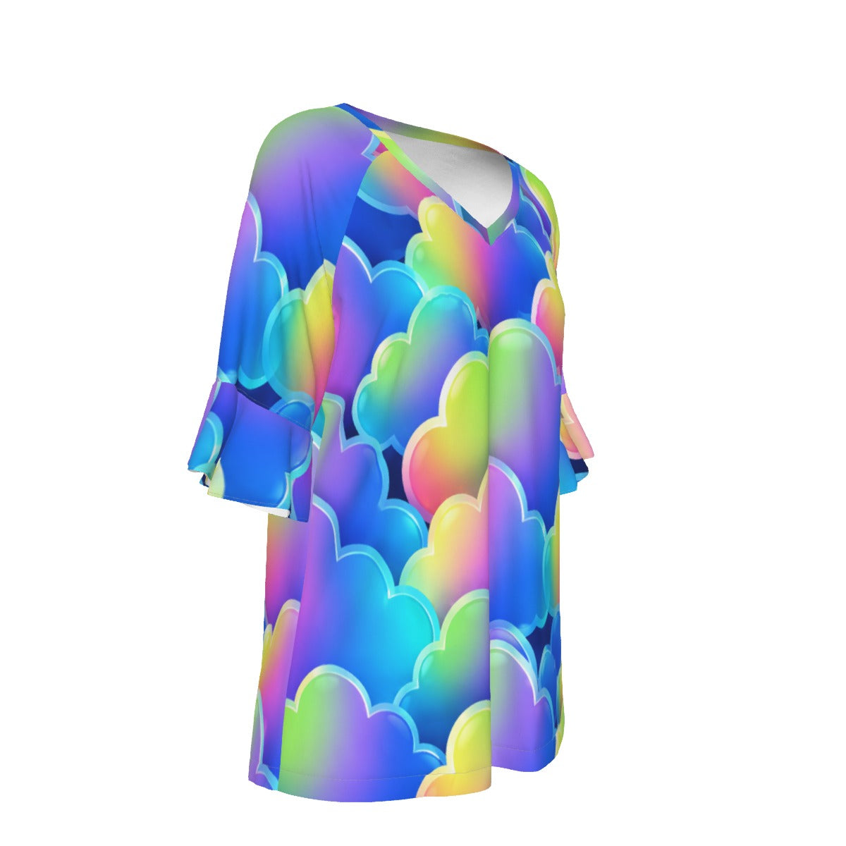V-neck Women's T-shirt With Bell Sleeve