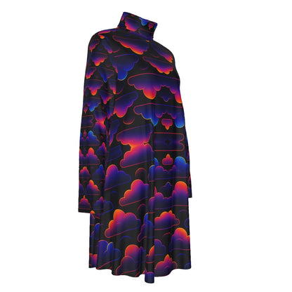 Women's High Neck Dress With Long Sleeve