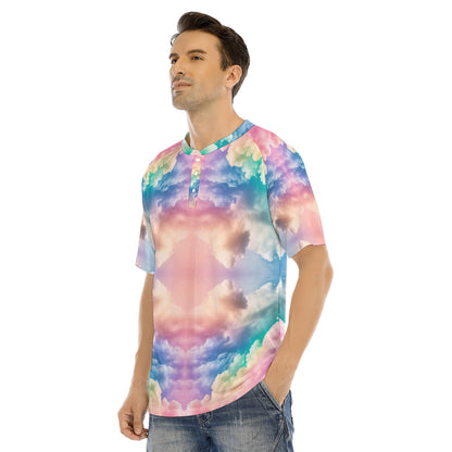 Men's Raglan Sleeve T-shirt With Button Closure