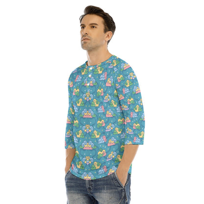 Men's Bracelet Sleeve T-shirt With Button Closure - view 3