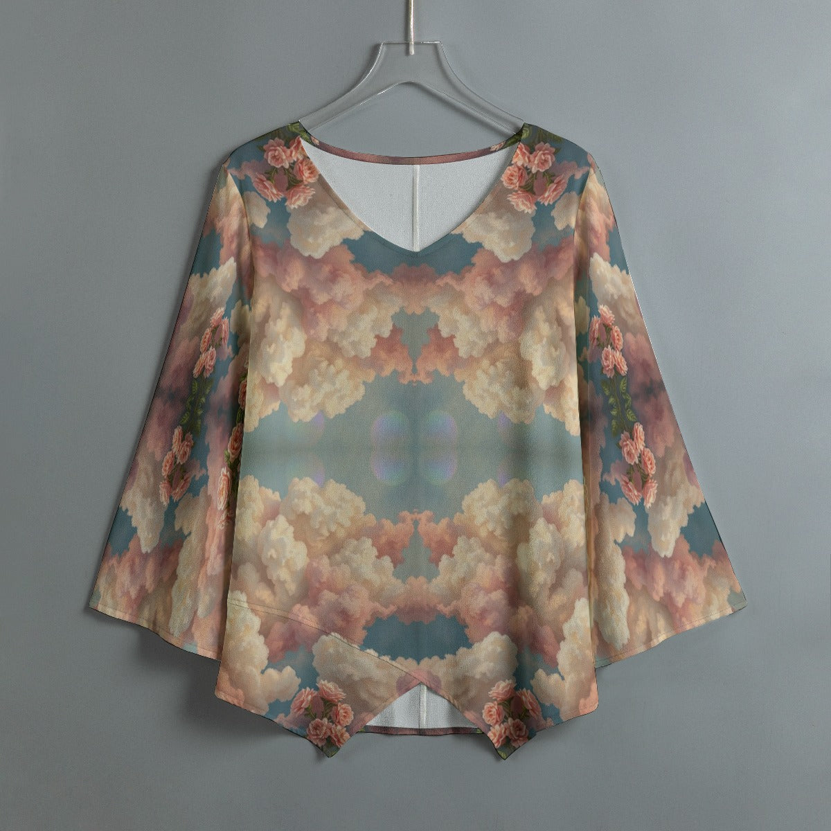 Women's V-neck T-shirt With Irregular Hem