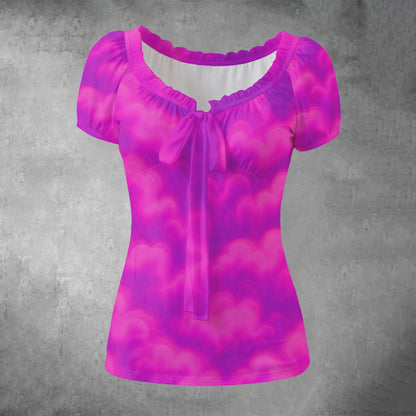 Women's Puff Sleeve Pleated Shirt