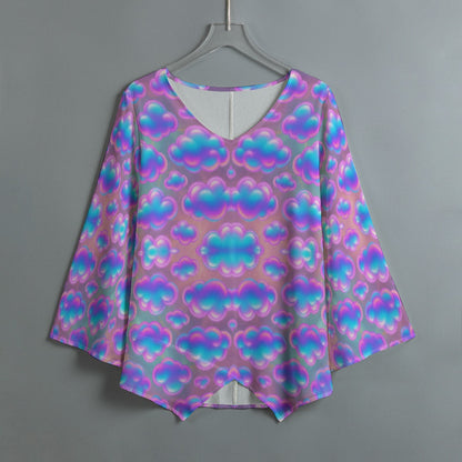 Women's V-neck T-shirt With Irregular Hem