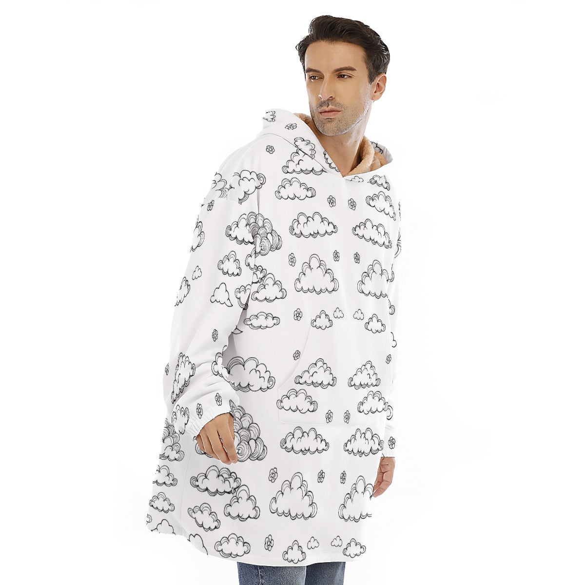 Unisex Sherpa Fleece Hoodie Blanket