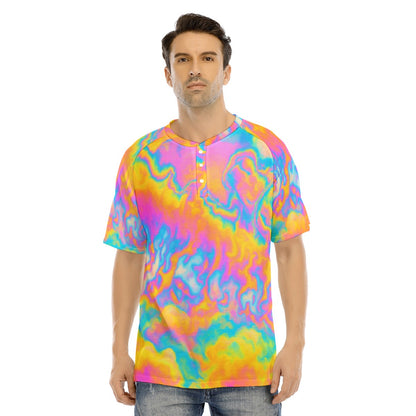 Men's Raglan Sleeve T-shirt With Button Closure
