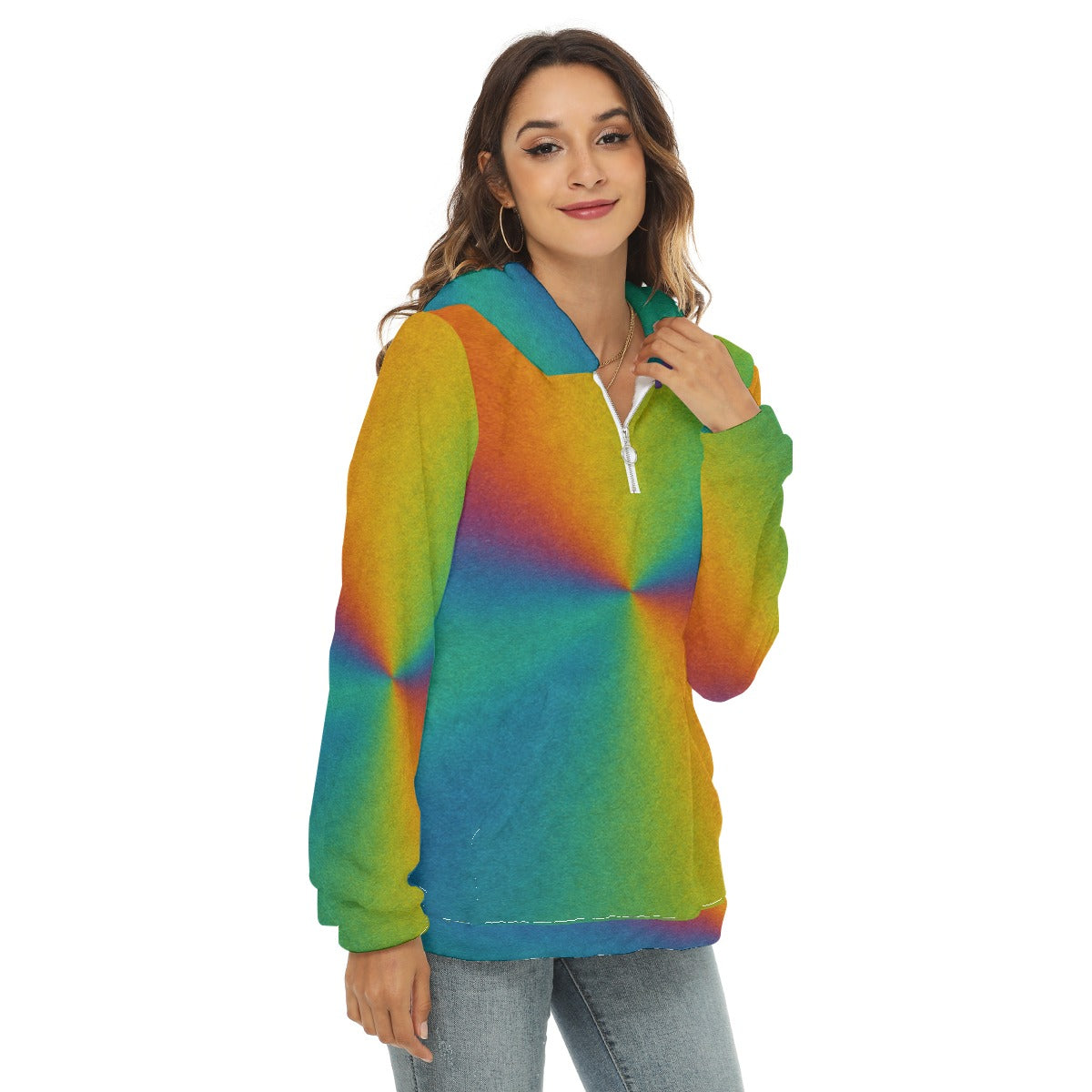 Women's Borg Fleece Hoodie With Half Zip
